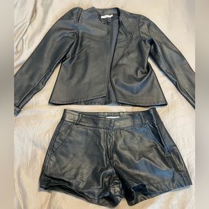 Vegan leather blazer & shorts set - size small never worn